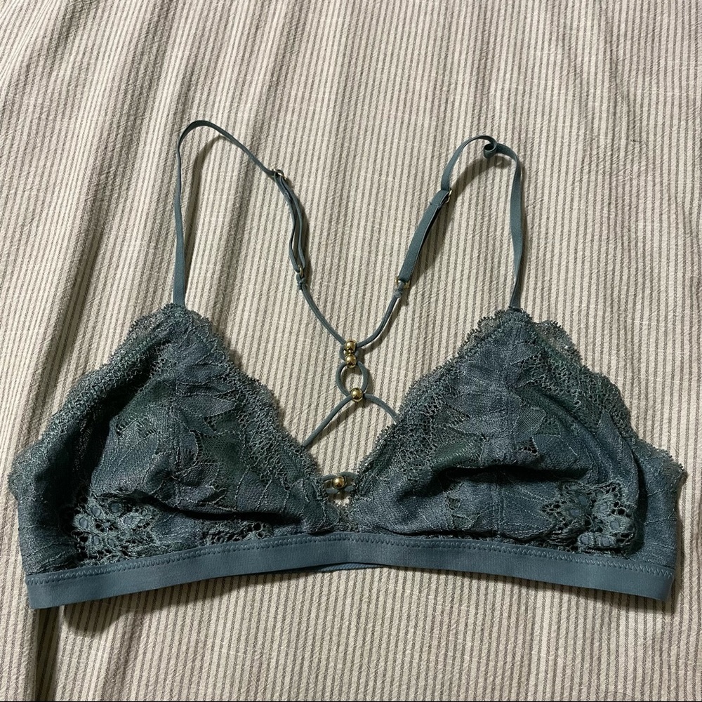 Aerie Lace lined bralette with gold bead detail M